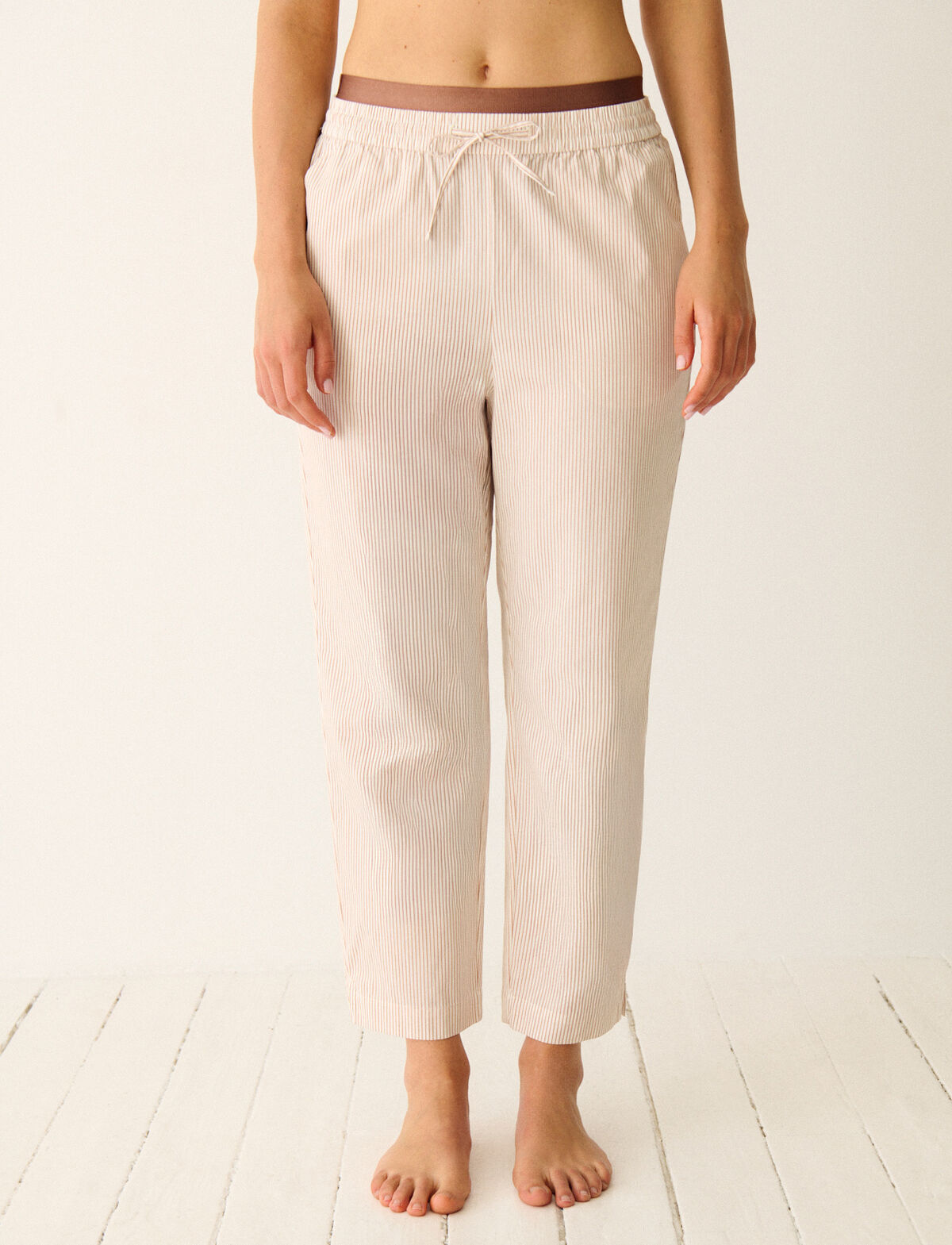 Pantalon BOYFRIEND - Rayure brun makeup/white - 2