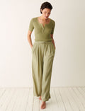 Pantalon RELAX LINEN - Vert thé - 1