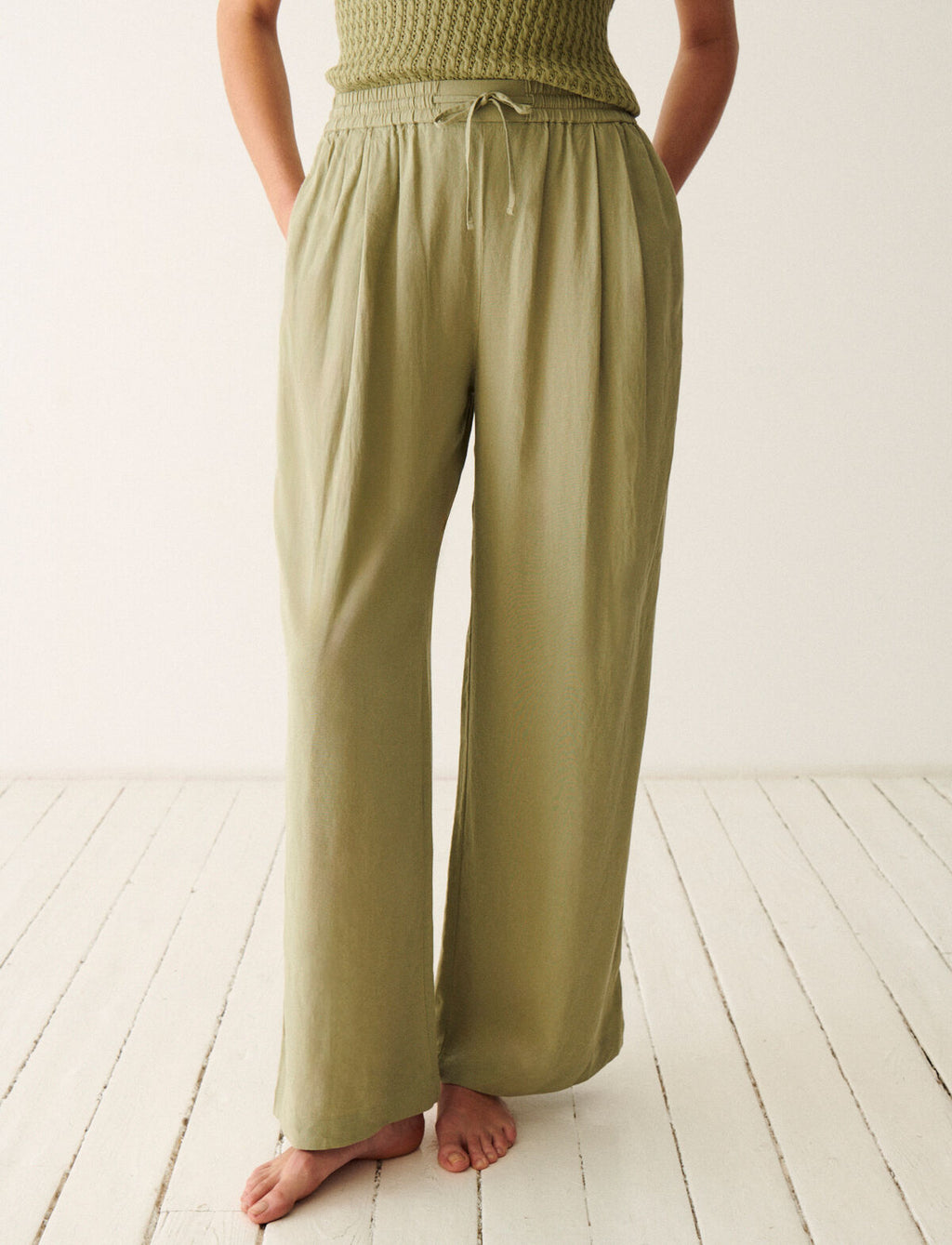 Pantalon RELAX LINEN - Vert thé - 2