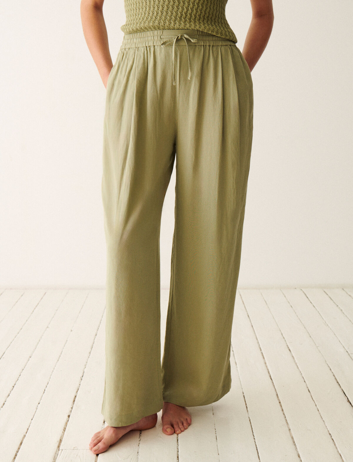 Pantalon RELAX LINEN - Vert thé - 2
