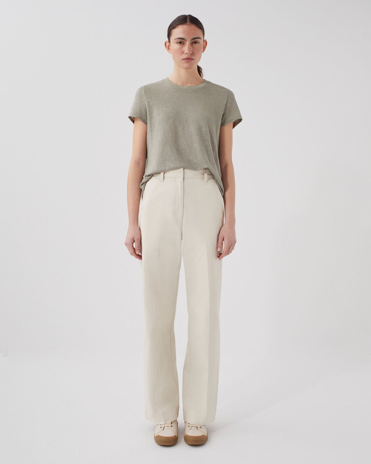 Pantalon droit BLANDINE - I010 GLASS GREEN BEIGE - 1