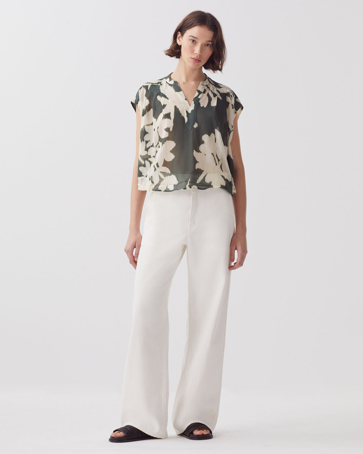 Pantalon droit BLANDINE - H003 WHITE - 1