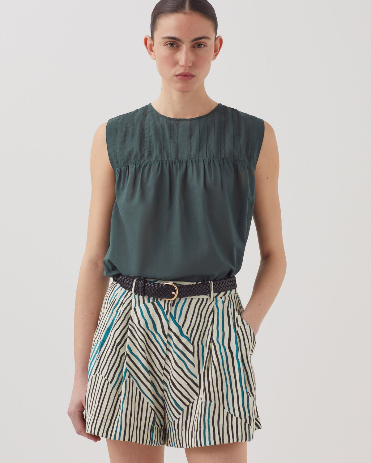 Short fluide imprimé zébré - J014 BIG ZEBRA ECRU - 2
