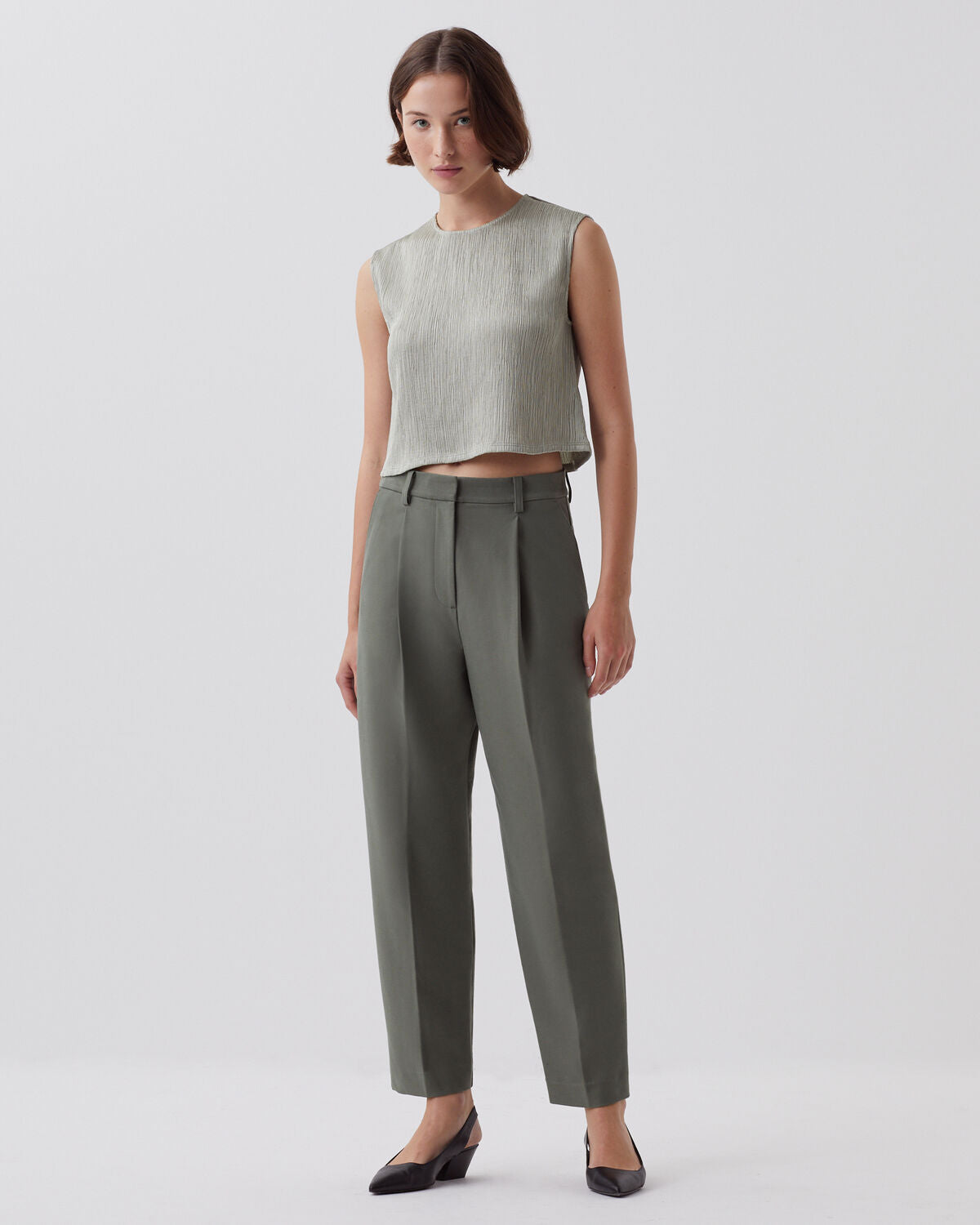 Pantalon carrot CAMILLE - J560 BASIL DARK GREEN - 1