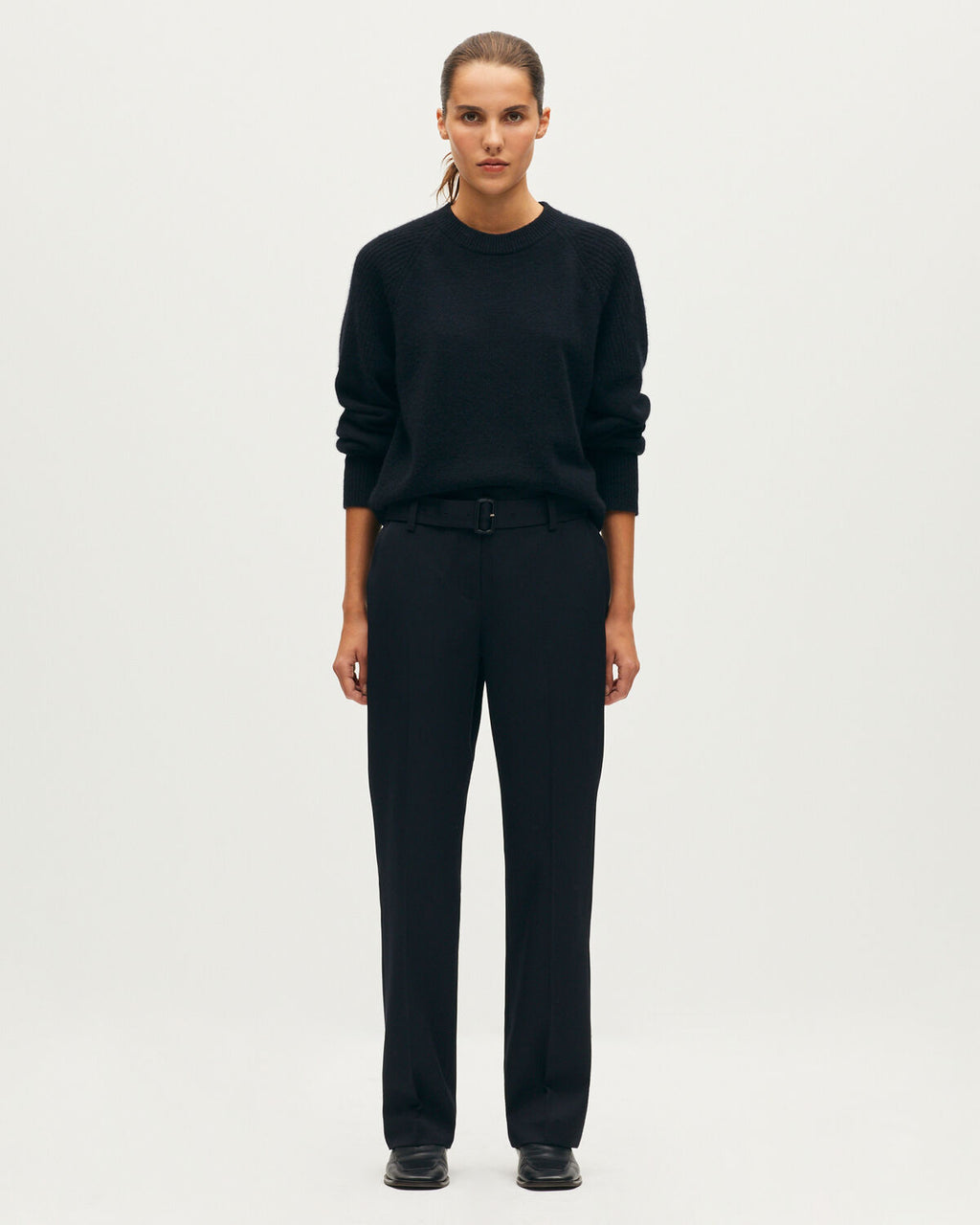 Pantalon droit ajusté en laine COLETTE - H091 BLACK BEAUTY - 1