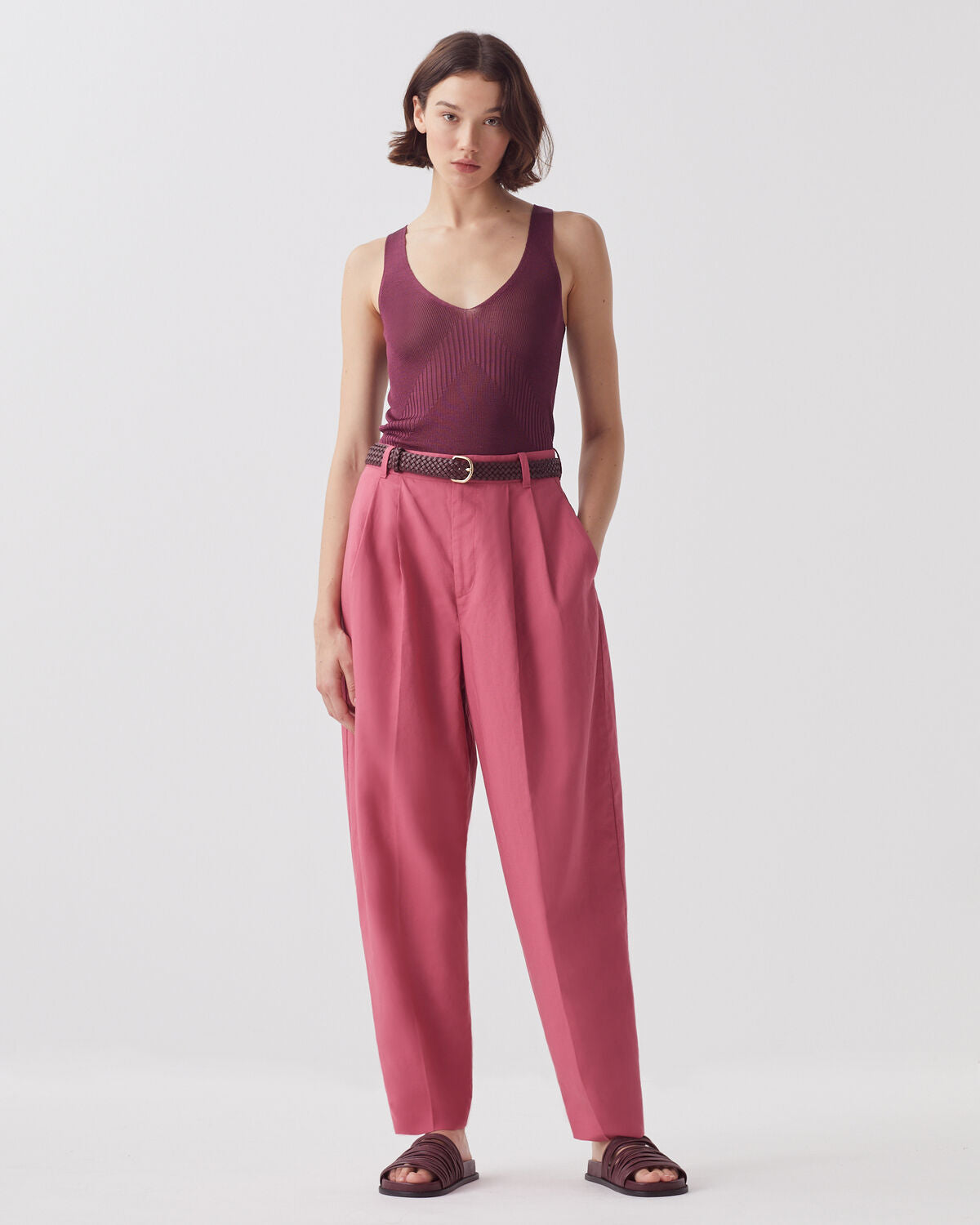 Pantalon à plis - J130 BAROQUE ROSE - 1