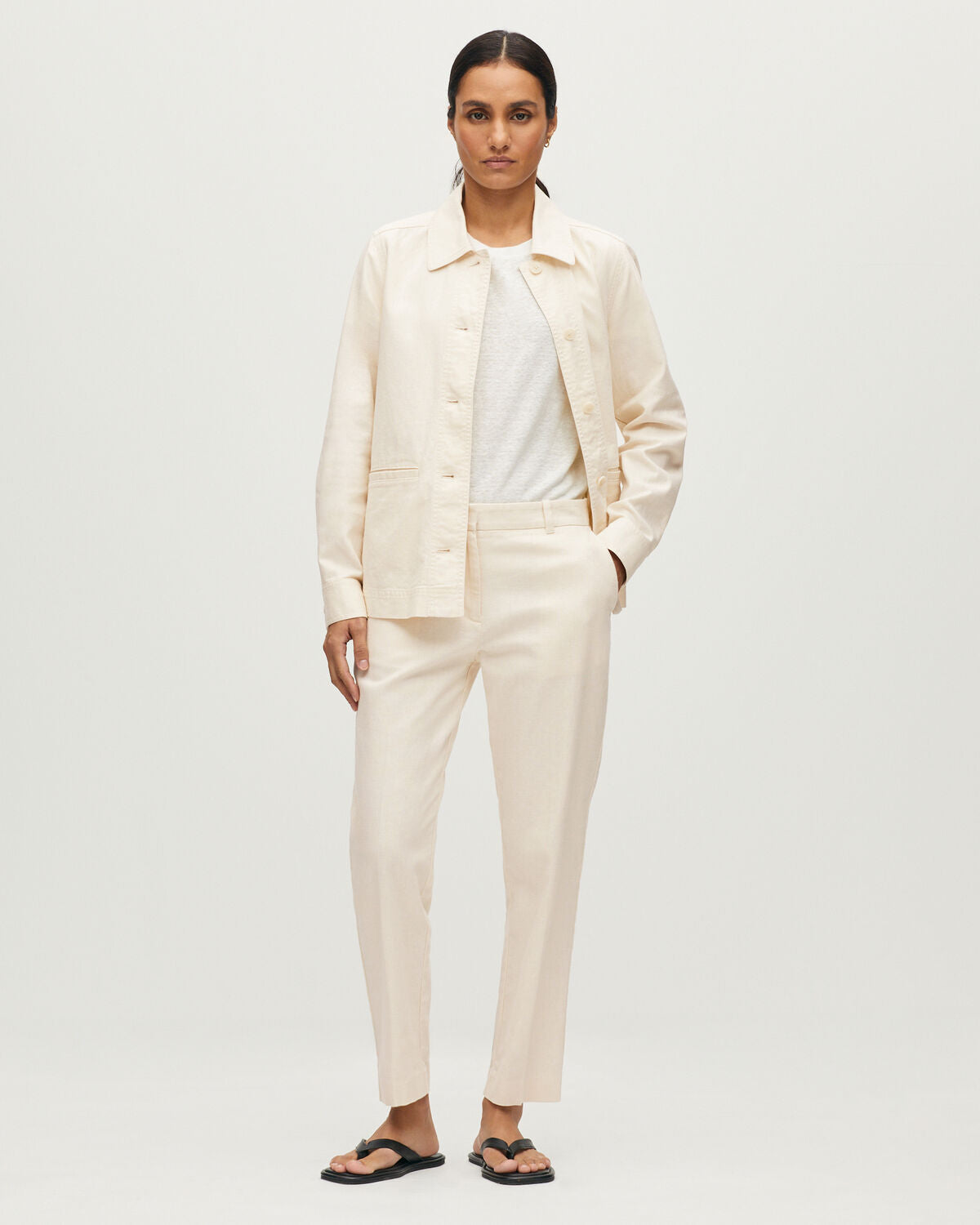 Pantalon cigarette MARGUERITE - H303 WHITE SWAN - 1