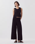 Pantalon évasé crochet texturé en coton - H091 BLACK BEAUTY - 1
