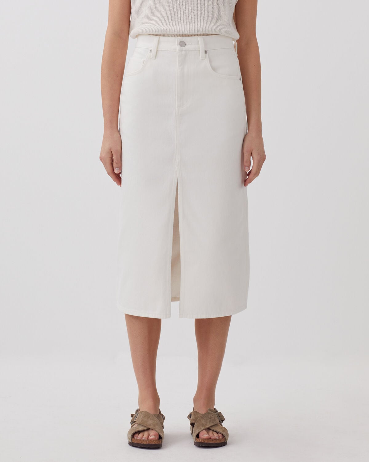Jupe midi en denim - H003 WHITE - 2