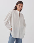 Chemise oversize en coton satiné - J011 ST WHITE KAKI - 1