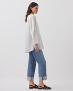 Chemise oversize en coton satiné - J011 ST WHITE KAKI - 2