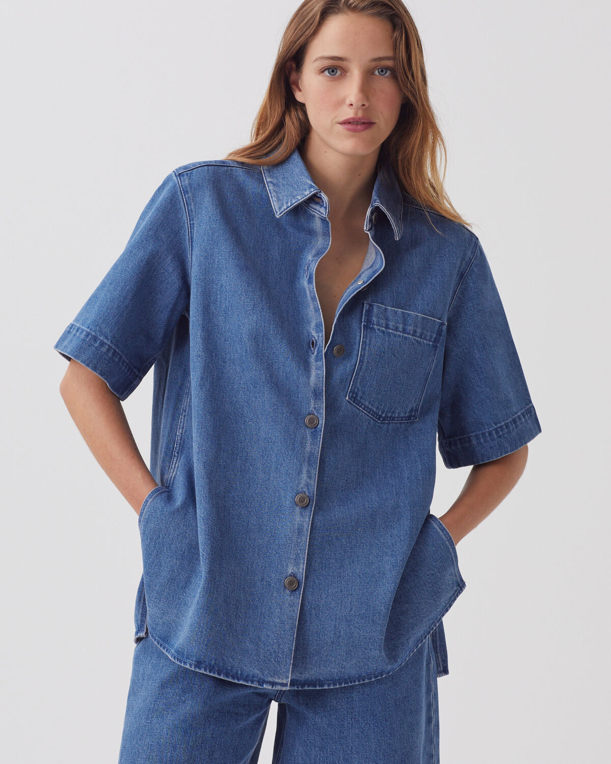 Chemise en denim de coton - J621 LIGHT BLUE - 1