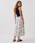 Jupe longue fluide asymétrique - J301 FLOWER CAMO ECRU - 1