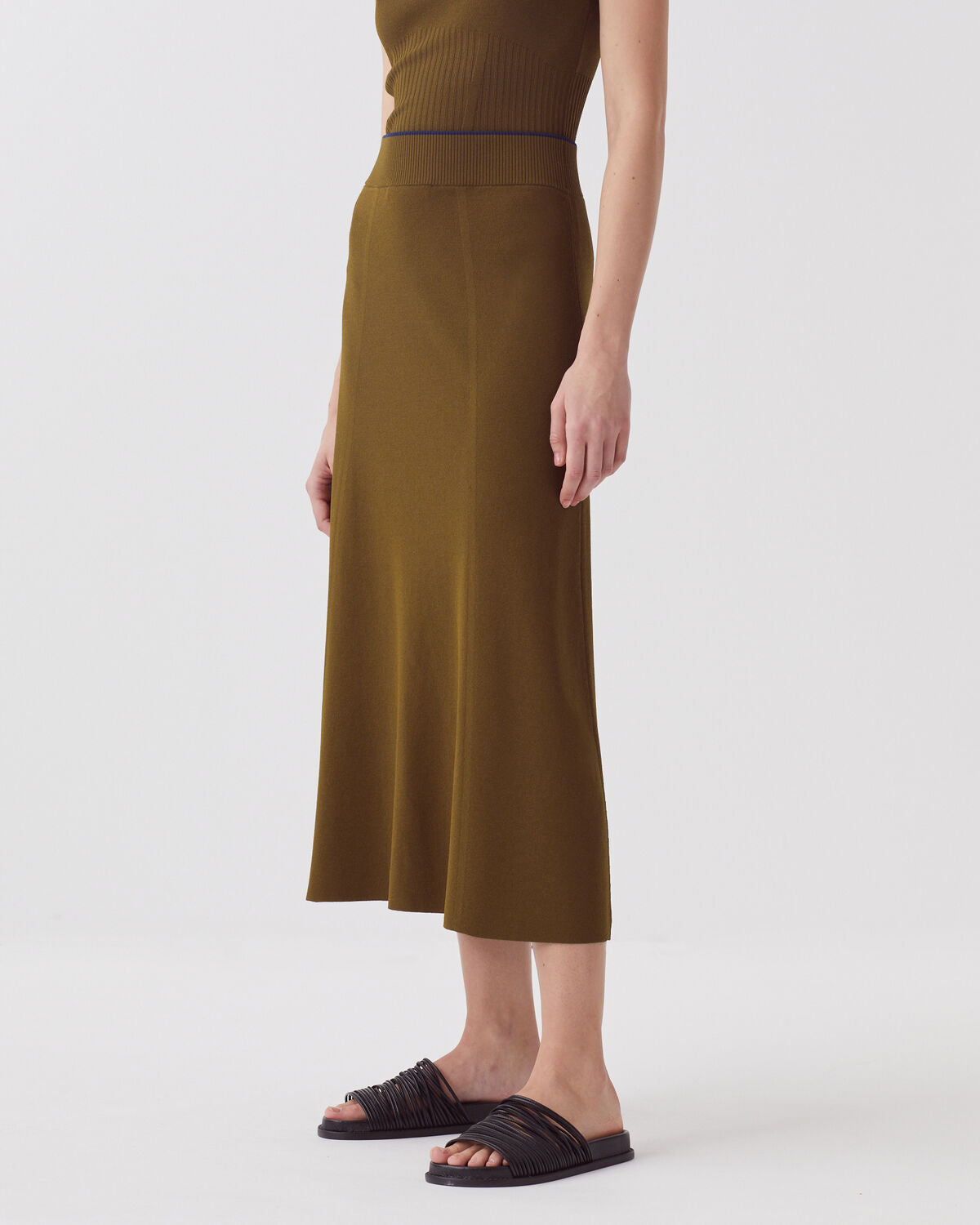 Jupe midi en maille - J350 BREEN KAKI - 2