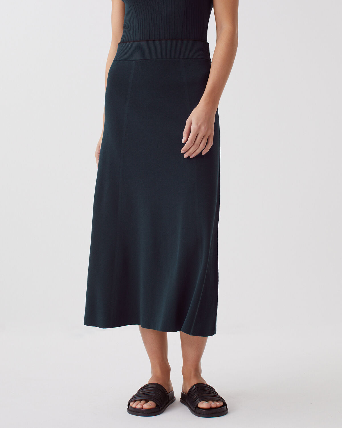 Jupe midi en maille - J690 BLUEBERRY - 2