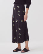 Jupe midi fluide - J091 FL BOUQUET BLACK - 2