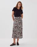 Jupe midi fluide - J751 LEAF BURGUNDY - 1
