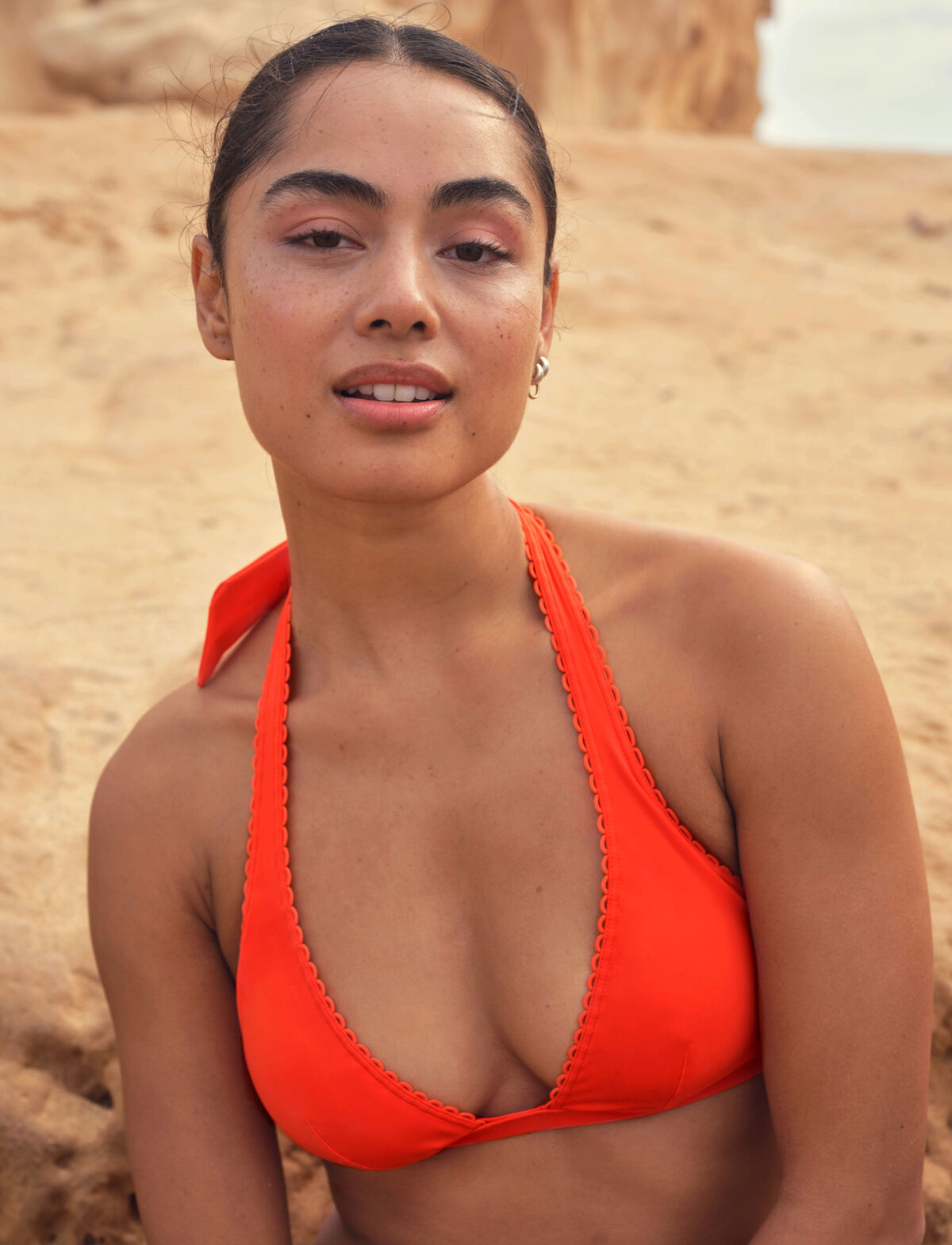 Haut de maillot de bain triangle sans armatures paddé YACHT - Orange tangerine - 2