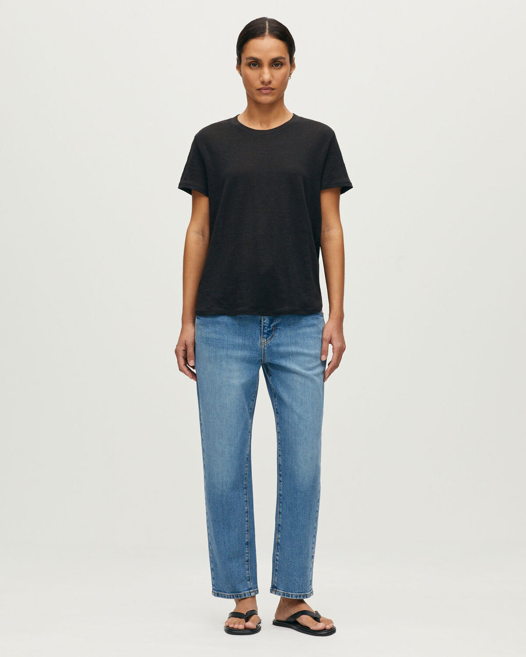 T-shirt col rond en lin évasé  AMANDINE - H091 BLACK BEAUTY - 2