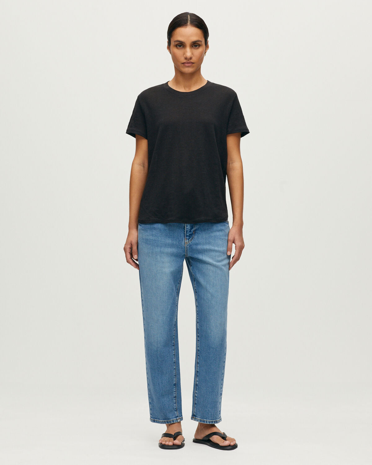 T-shirt col rond en lin évasé  AMANDINE - H091 BLACK BEAUTY - 2