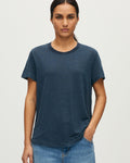 T-shirt col rond en lin évasé  AMANDINE - J690 BLUEBERRY - 1