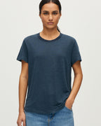T-shirt col rond en lin évasé  AMANDINE - J690 BLUEBERRY - 1