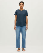T-shirt col rond en lin évasé  AMANDINE - J690 BLUEBERRY - 2