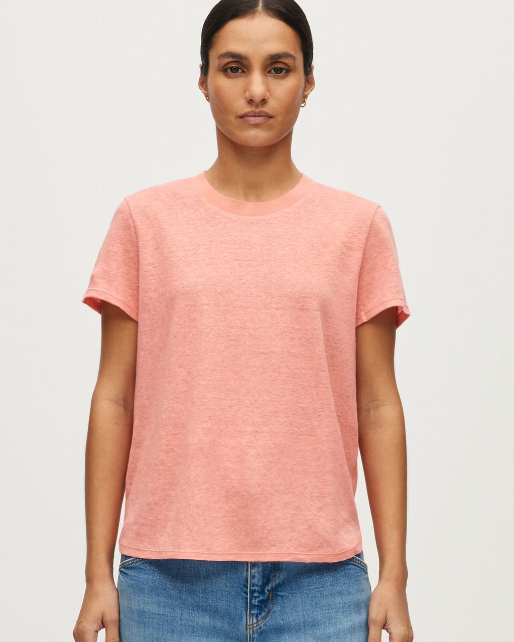 T-shirt col rond en lin évasé  AMANDINE - U120 PINK - 1