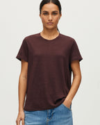T-shirt col rond en lin évasé  AMANDINE - U190 WINE - 1
