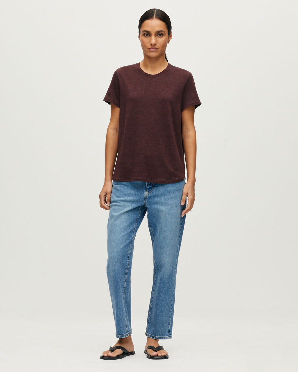 T-shirt col rond en lin évasé  AMANDINE - U190 WINE - 2