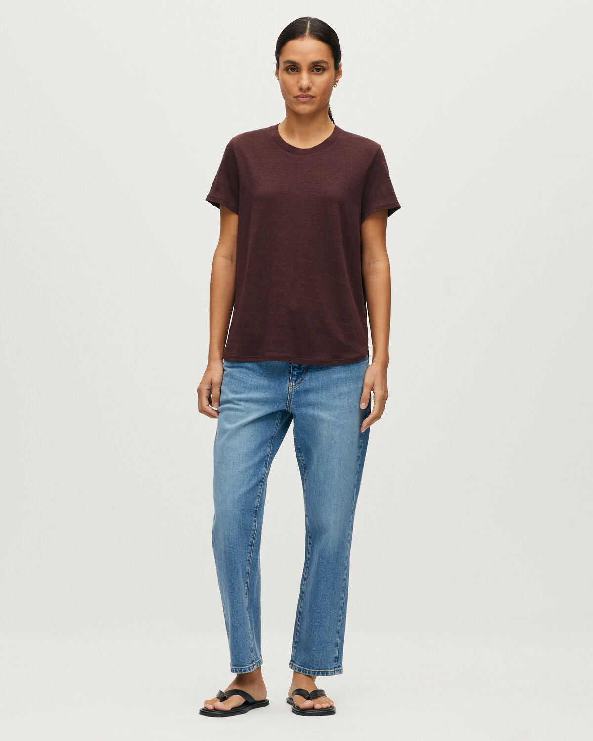 T-shirt col rond en lin évasé  AMANDINE - U190 WINE - 2
