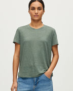 T-shirt col rond en lin évasé  AMANDINE - U570 OLIVE - 1