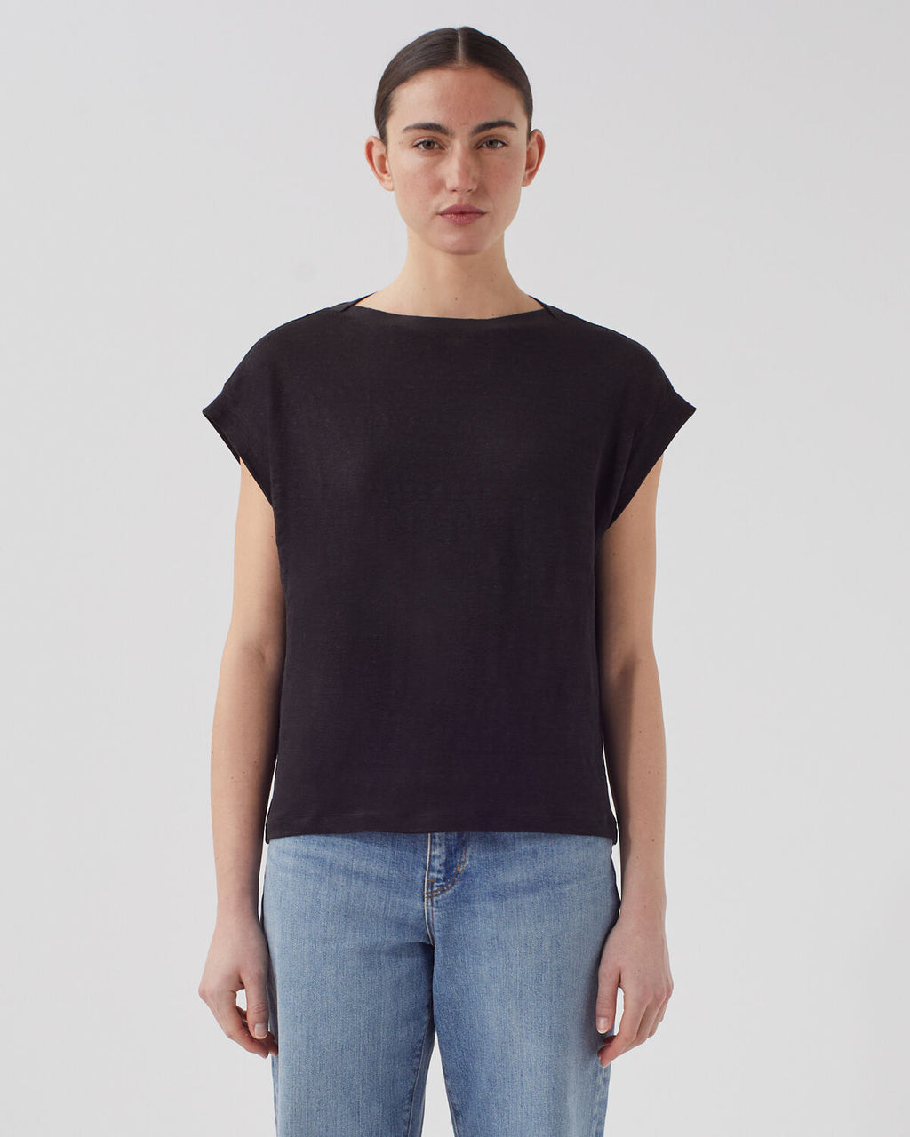 T-shirt boxy en lin KARO - H091 BLACK BEAUTY - 1