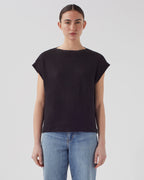 T-shirt boxy en lin KARO - H091 BLACK BEAUTY - 1