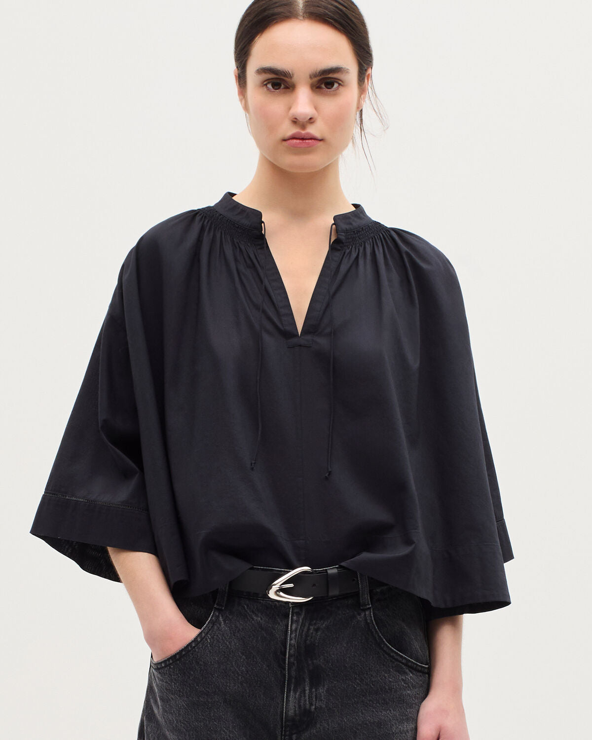 Blouse en voile de coton - K080 VULCAN GRAY - 1