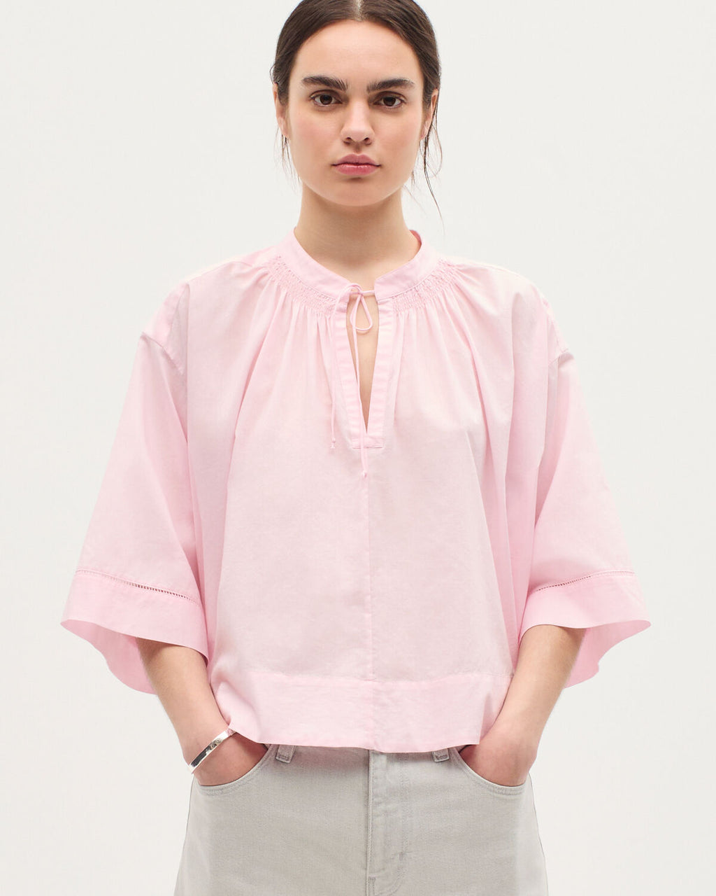 Blouse en voile de coton - K100 BLOOM PINK - 1
