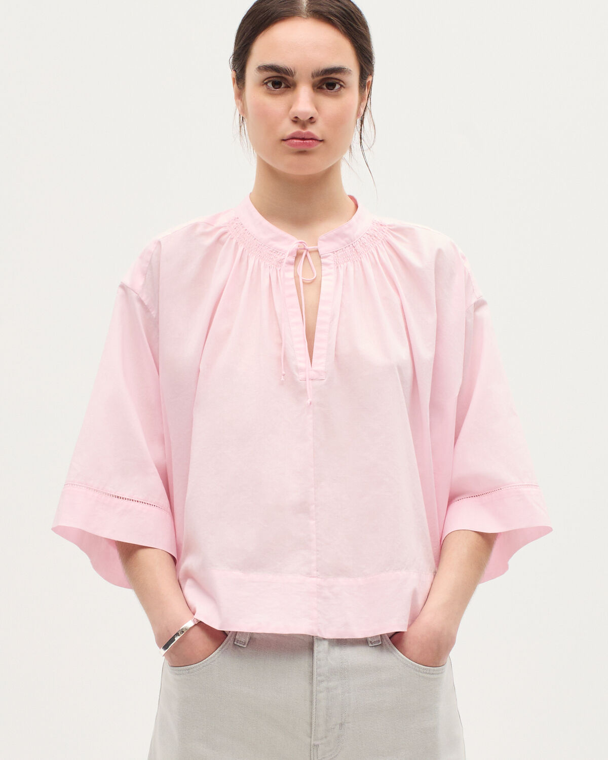 Blouse en voile de coton - K100 BLOOM PINK - 1