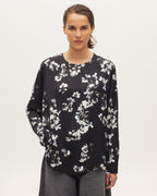 Blouse satinée - K091 LEAVES BLACK - 1
