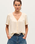 Blouse fluide col V - J300 NATURAL - 1