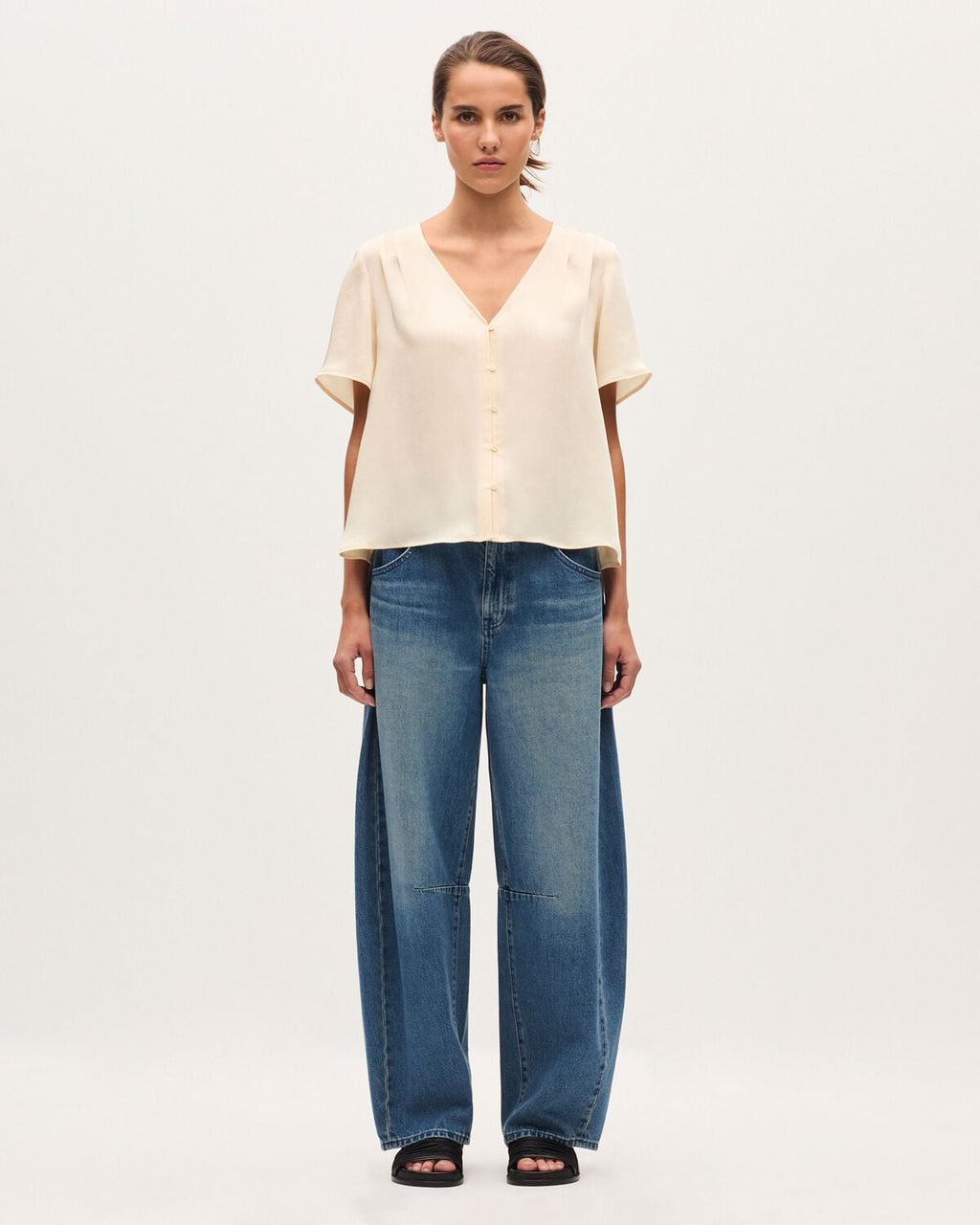 Blouse fluide col V - J300 NATURAL - 2