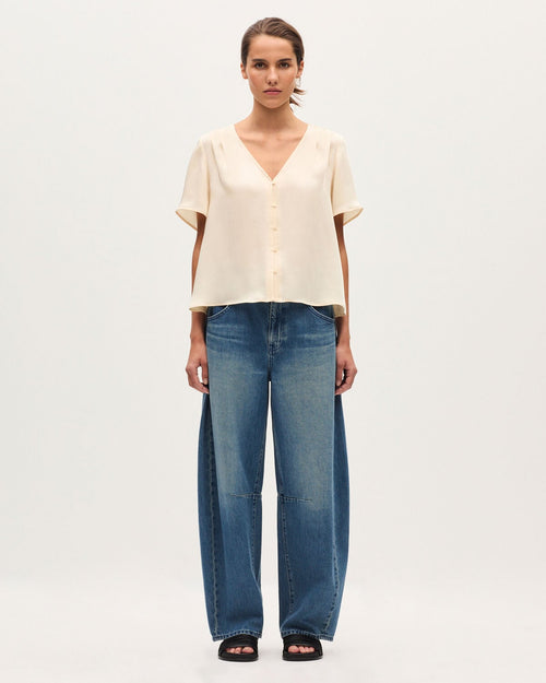 Blouse fluide col V - J300 NATURAL - 2