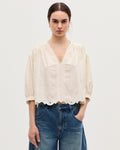 Blouse brodée en coton - H013 GARDENIA - 1