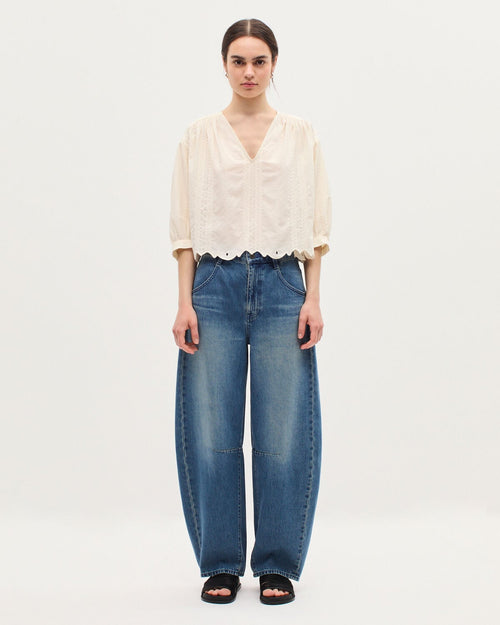 Blouse brodée en coton - H013 GARDENIA - 2