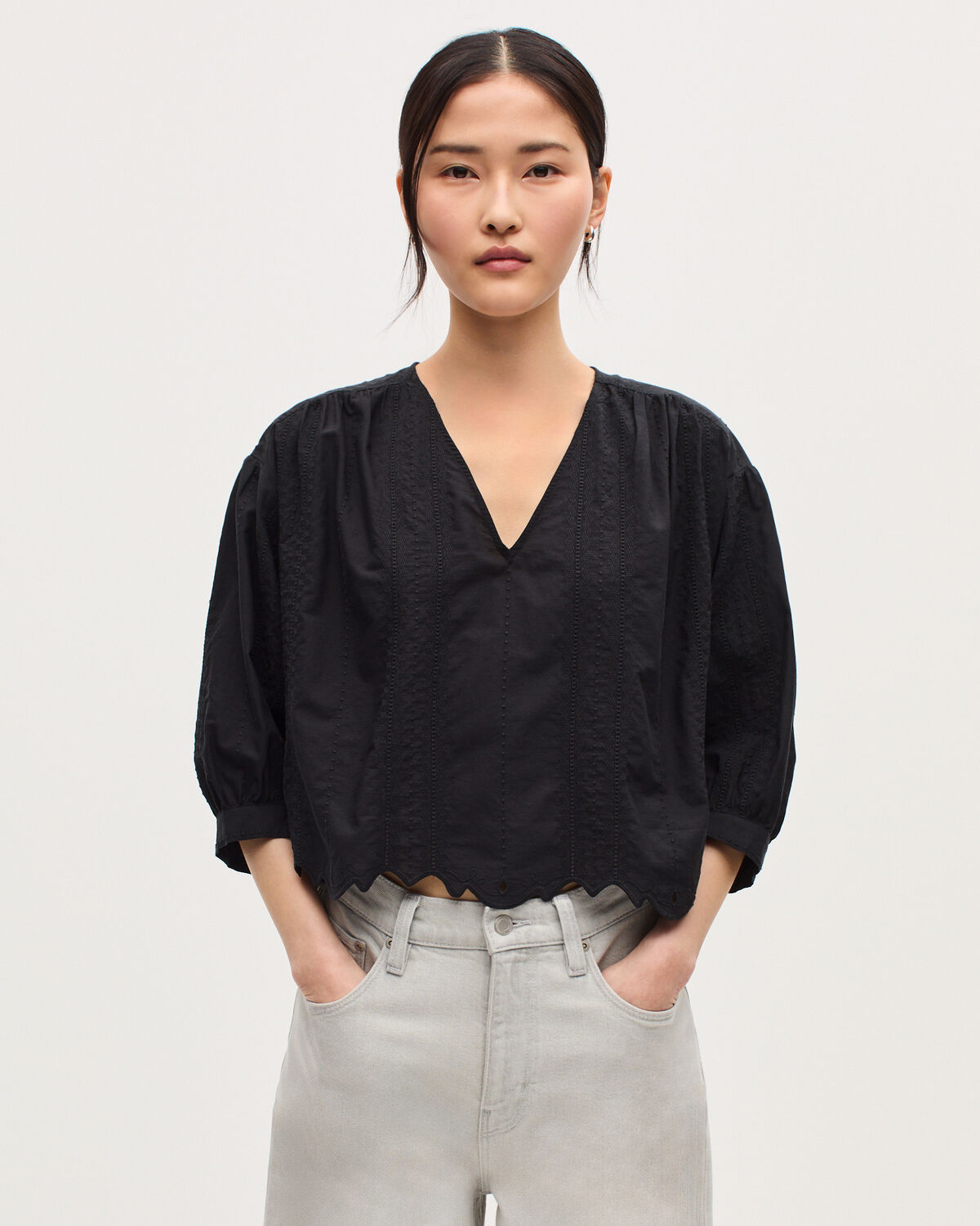 Blouse brodée en coton - H091 BLACK BEAUTY - 1