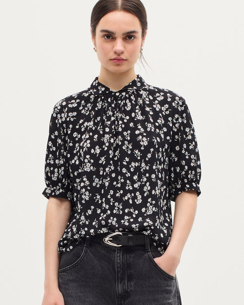 Blouse fluide manches courtes - K094 DAISY BLACK - 1