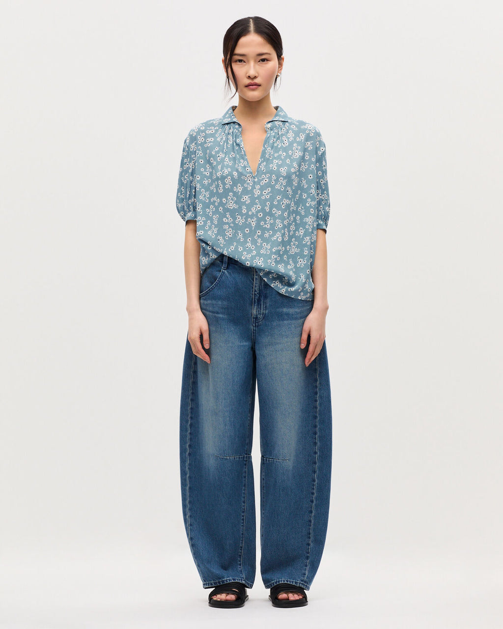 Blouse fluide manches courtes - K610 DAISY BLUE - 2
