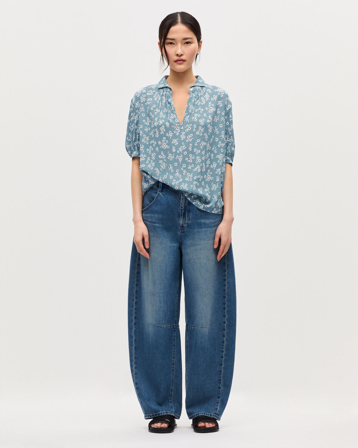 Blouse fluide manches courtes - K610 DAISY BLUE - 2