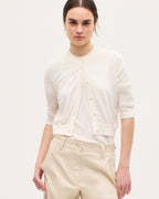 Cardigan en laine mérinos et soie - H013 GARDENIA - 1