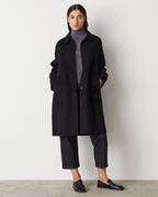 Manteau droit mi-long avec laine - H091 BLACK BEAUTY - 2