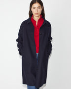 Manteau droit mi-long avec laine - H695 NIGHT SKY - 1